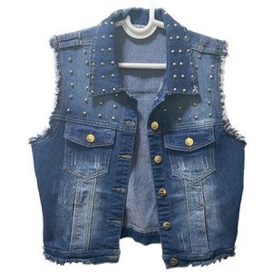 BUZZ JEANS DENIM STUDDED VEST (SIZE XL)